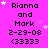 A pink background with repeated text "Rianna and Mark 2-29-08 <3333" in black pixelated font, surrounded by white star shapes that change position across frames.