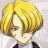Pixelated anime-style character with short blonde hair and green eyes, positioned left of black background with white text.
