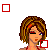 Pixel art contact sheet showing multiple frames of a female tennis character in red and white attire with brown curly hair, holding a tennis racket across different poses and expressions.