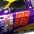 Animated sequence of a purple race car with yellow accents and red number 55, transitioning from close-up to full-body view against white background.