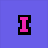 Pixelated text and a small image on a blue background with pink and black lettering.