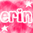 Pixelated pink background with white outlined text 'erin erin' and four white stars in a contact sheet layout showing two frames.