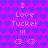 Pixelated icon with repeating heart pattern background and mirrored text elements in white, pink, and blue hues.
