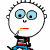 Pixelated cartoon character with spiky hair and blue eyes holding a yellow object near mouth, next to text reading 'boys eat boogers when nobody's watching'.