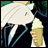 A 48x48 pixel buddy icon featuring a stylized anime character with white hair and blue accents holding an ice cream cone, paired with text reading "Anime IM" and "com" on a black background.
