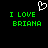 Green pixelated text 'I LOVE BRIANA' on black background with white heart symbol above, two identical side-by-side displays.