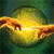 A pixelated image shows two hands reaching toward a bright yellow light source against a greenish background.