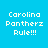 Four display 'Carolina Pantherz Rule!!!' text in pixelated white font against varying solid backgrounds