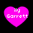 Four pink heart-shaped icons with white text 'ily Garrett' on a black background, each showing different pixelation levels.