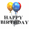 identical animated icons showing three balloons and text, each icon displaying 'HAPPY BIRTHDAY' beneath the balloons