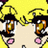 Pixelated anime-style character with yellow hair and brown eyes, next to red text on black background asking "When you look at me what do you see?"