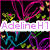 Pixelated animation with pink, green, and blue abstract shapes on black background; white banner with purple text "AdelineH1" visible in left frame.