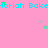 Pink background with repeated cyan text 'Moriah Bakes' and scattered green and gray stars, partially obscured by a gray rectangle.