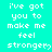 Pixelated text repeats across a cyan background with heart symbols replacing the final 'y' in 'stronger' in some instances.