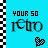A 3x2 contact sheet of six animated frames showing a retro-themed icon with blue background, black-and-white checkered borders, and pixelated text "YOUR SO" above "retro" with small heart or flag symbols changing across frames.