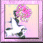 Animated sequence of a blonde angel with white wings and blue dress holding pink flowers, transitioning from side profile to front-facing pose against light pink background.