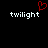 Pixelated text 'twilight' appears twice on a black background, with one instance accompanied by a red heart symbol above it.