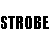 Black and white pixelated text "STROBE" appears in four distinct positions across a of black and white squares