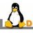 Pixelated penguin with black head and wings, white belly, yellow beak and feet, standing on a gray surface with blurred background elements.
