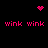Pixelated pink heart and starburst icons above and below repeated 'wink' text on black background.