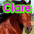 A horse's head appears in multiple with text overlays reading "Clare Loves... Horses!" in bright pink letters with green outlines