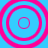 Four pink concentric circles on a light blue background, arranged in a with no visible animation changes