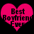 Two identical pink heart-shaped icons with black text reading 'Best Boyfrien Fuer' on a black background.
