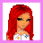 Pixel art contact sheet showing a fashion doll character with red hair and Louis Vuitton-inspired outfit across multiple frames, including full-body views, close-ups of clothing details, and text elements on a pink background.