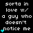 Black background with white pixelated text reading 'sorta in love w/ a guy who doesn't notice me' and cyan heart symbols that animate by changing from single to double.