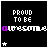 Black background with white text 'PROUD TO BE' above a rainbow-colored 'DIFFERENT' and small pink or white star at bottom left.