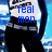 Pixelated image of a person in black pants and white shirt with blue text overlays on a blue background.