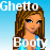 Pixelated cartoon woman with brown hair in blue top, split-screen text reading "Ghetto" and "i got a fatty" on blue/white backgrounds.