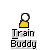 Pixel art animation of a yellow-shirted figure with white head interacting with a gray train, showing motion and explosion effects.