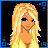 A 3x3 contact sheet of pixel art frames showing a blonde cartoon woman in various poses and text phrases, with blue square borders on black backgrounds.