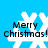 Pixelated white snowflake on bright blue background with "Merry christmas!" text in black pixel font, four identical instances arranged in a