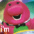 Animated contact sheet of Barney the Dinosaur with changing text overlays across three frames showing 'I'm', 'so', and 'sexy' in white pixelated font.