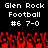 Pixelated text displays 'Glen Rock Football #6 7-0' above red pixelated crowd silhouettes on black background.