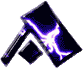 Animated hammer icon with purple lightning effects on dark metallic surface, showing of motion across six
