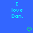 Blue background with cyan text reading "I love Don." and two green pixelated heart symbols below the text.