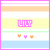 Pixelated icon with pastel stripes and 'ULY' text, featuring animated heart variations in the lower section.