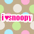 A four-quadrant image with a polka-dot background, Snoopy illustration, and text elements including "i❤snoopy" and "DYLAN [❤]".