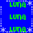 Blue background with green 'LUNA' text repeated in a pattern, surrounded by white asterisk and dashed-line borders