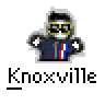 Pixelated cartoon character with sunglasses and striped jacket in two animated frames, text labels below each frame, red website text above right frame on gray background.