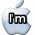 Four Apple logo variations with text overlays: white apple with 'I'm', teal-purple gradient apple with 'on', rainbow striped apple with 'my', and white apple with 'Mac'.