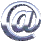 Animated contact sheet of 18 frames showing a metallic @ symbol icon with varying reflections and motion effects on a gray background.