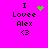 Pixelated text 'I Lovee Alex <3' on bright pink background with green heart and particle effects.