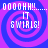 Pixelated text and spirals in purple and blue hues with repeated 'OOOHH!! IT SWIRLS!' text across four identical