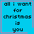 Four identical blue square with pink borders display pixelated text reading "all i want for christmas is you"; two include small symbols