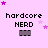 Pixelated pink background with 'hardcore NERD' text and gray bar, surrounded by shifting purple and light pink stars in animated sequence.