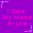 Purple background with repeated pink text "I Love My Niece In-Law" and white/purple star-shaped corner decorations.